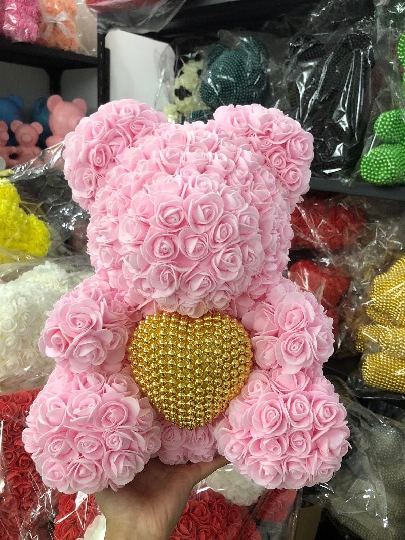Pearl Heart Enchanted Forever Rose Teddy Bear (20 Colors) 40cm