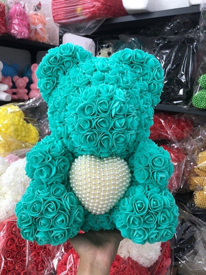 Pearl Heart Enchanted Forever Rose Teddy Bear (20 Colors) 40cm