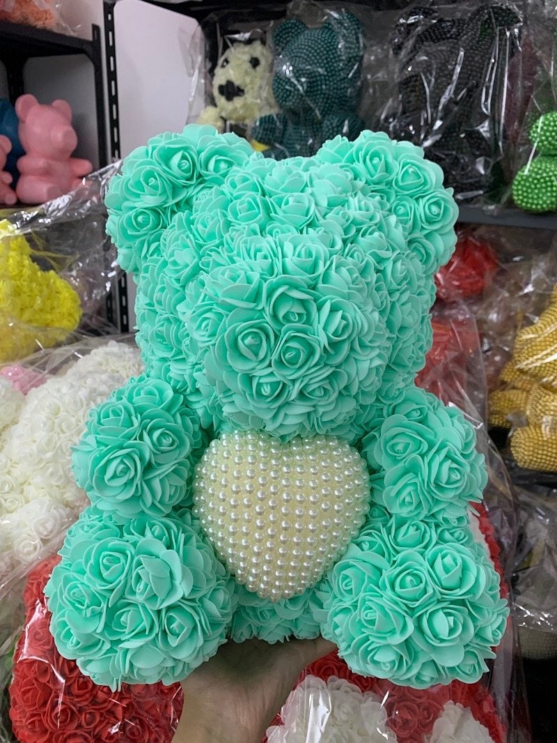 Pearl Heart Enchanted Forever Rose Teddy Bear (20 Colors) 40cm