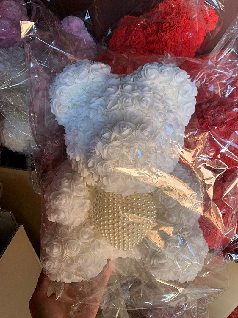 Pearl Heart Enchanted Forever Rose Teddy Bear (20 Colors) 40cm