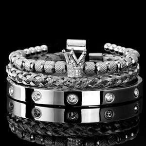 Crystal King Bling Royal Ice Roman Numerals Bracelet 3PCS Set (4 Colors)
