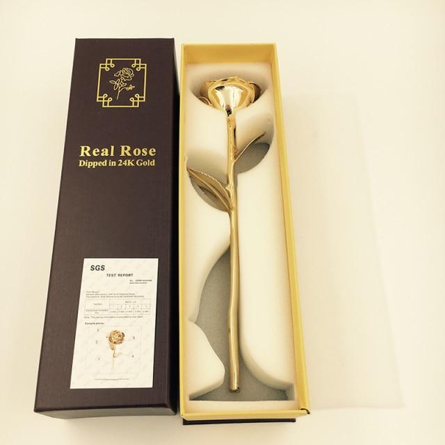 Preserved 24k Gold Long Stem Immortal Rose with Display Stand