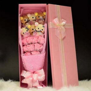 Rose Cute Teddy Bear Plush Bouquet Enchanted Flower (8 Designs) Optional Gift Box