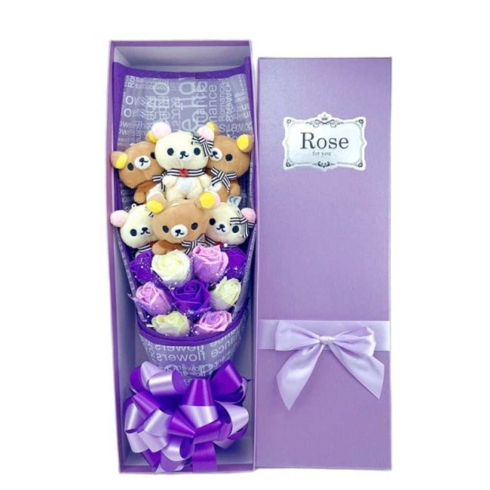 Rose Cute Teddy Bear Plush Bouquet Enchanted Flower (8 Designs) Optional Gift Box