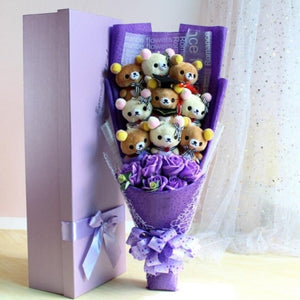 Rose Cute Teddy Bear Plush Bouquet Enchanted Flower (8 Designs) Optional Gift Box