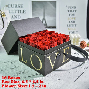 Luxurious Immortal Love Enchanted Preserved Rose In Square Gift Box (3 Colors) 16 Roses