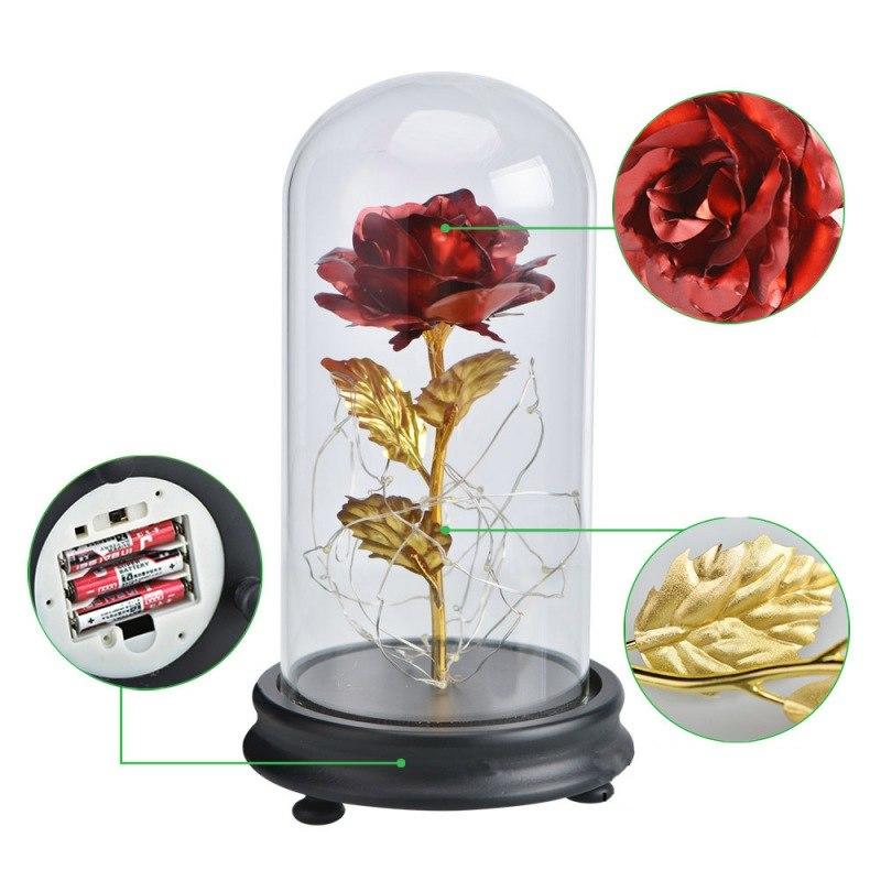 24k Enchanted Rose LED Glass Display (Red Blue or Gold)
