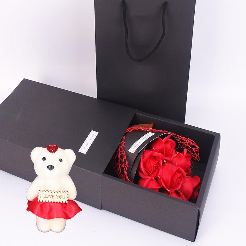 Rose Teddy Bear Bouquet Enchanted Soap Flower (4 Designs)