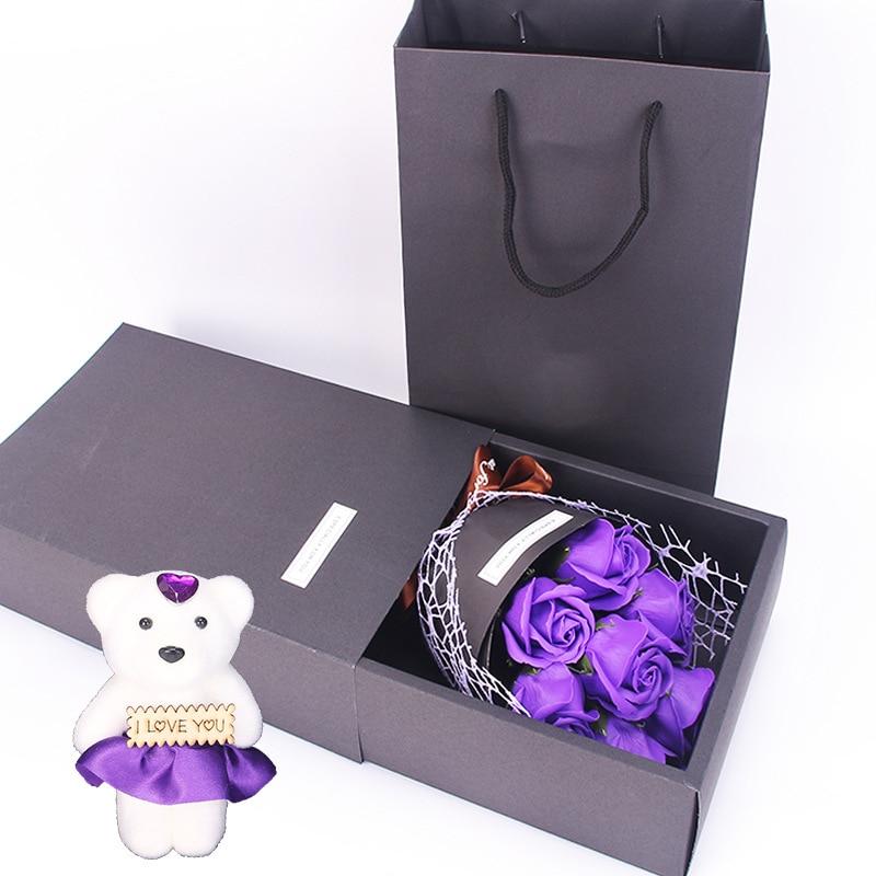 Rose Teddy Bear Bouquet Enchanted Soap Flower (4 Designs)