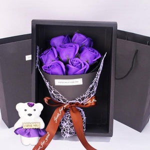 Rose Teddy Bear Bouquet Enchanted Soap Flower (4 Designs)