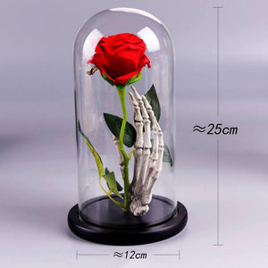 Enchanted Rose Skeleton LED Glass Display