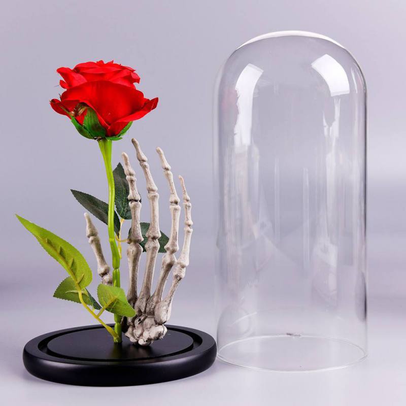 Enchanted Rose Skeleton LED Glass Display