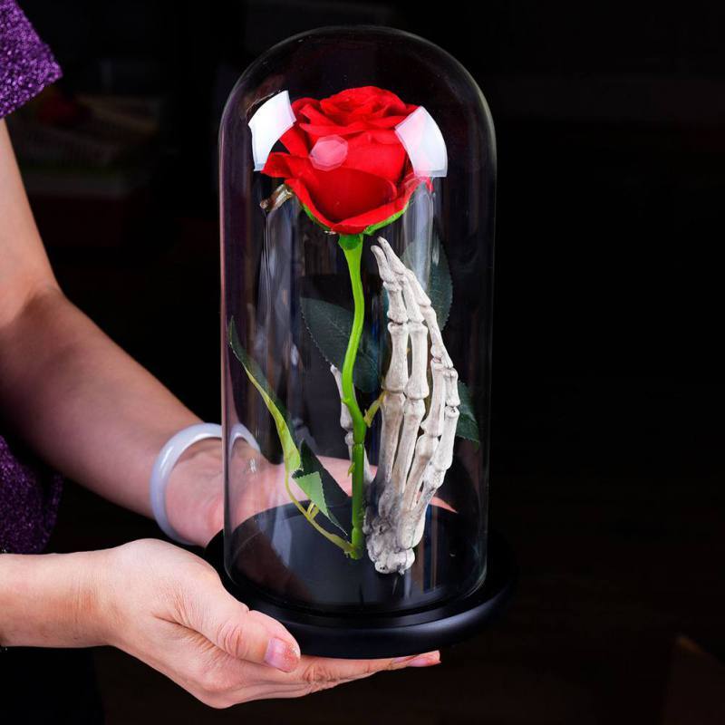 Enchanted Rose Skeleton LED Glass Display