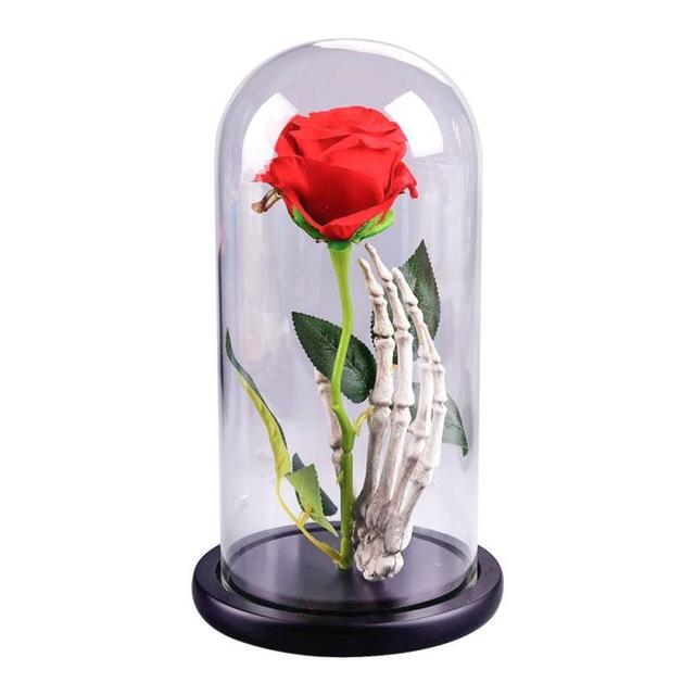 Enchanted Rose Skeleton LED Glass Display