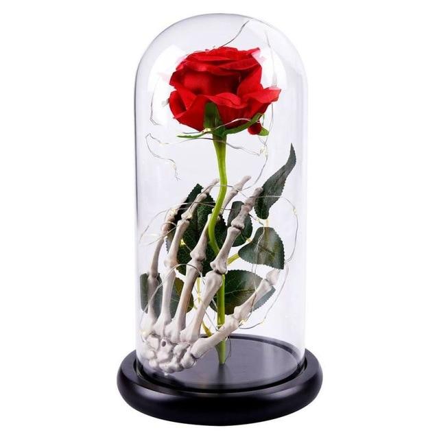 Enchanted Rose Skeleton LED Glass Display