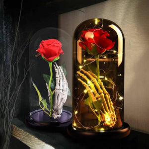 Enchanted Rose Skeleton LED Glass Display
