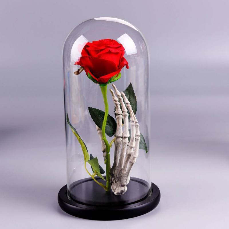 Enchanted Rose Skeleton LED Glass Display