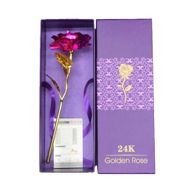 24k "Galaxy" Gold Rose "Love You For Life" With Heart Picture Frame Stand