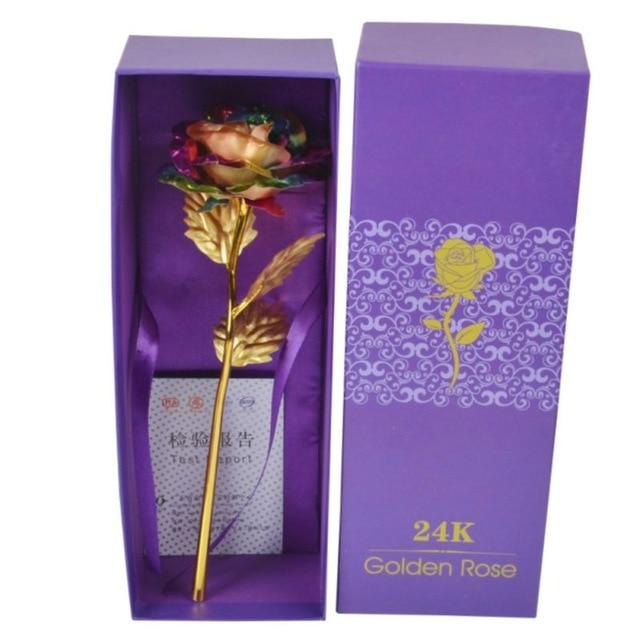 24k "Galaxy" Gold Rose "Love You For Life" With Heart Picture Frame Stand