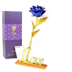 24k "Galaxy" Gold Rose "Love You For Life" With Heart Picture Frame Stand