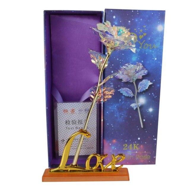 24k "Galaxy" Gold Rose "Love You For Life" With Heart Picture Frame Stand
