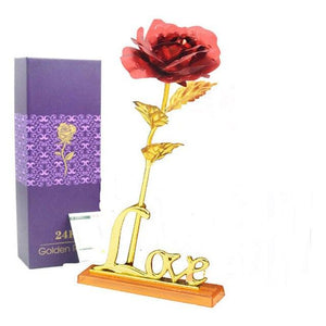 24k "Galaxy" Gold Rose "Love You For Life" With Heart Picture Frame Stand