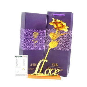 24k "Galaxy" Gold Rose "Love You For Life" With Heart Picture Frame Stand