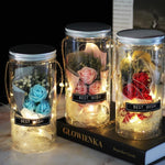 Mini Mason Jar Bouquet Enchanted Rose LED Display (3 Colors)
