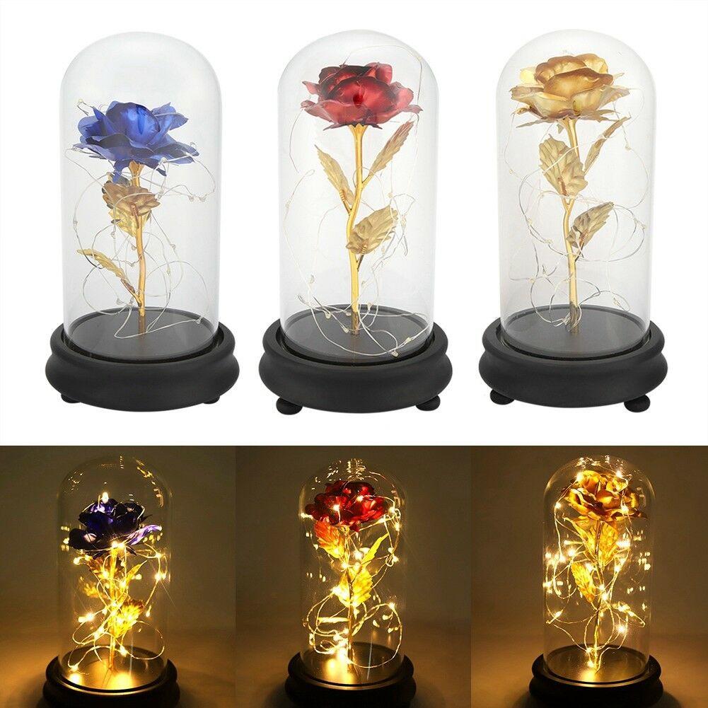 24k Enchanted Rose LED Glass Display (Red Blue or Gold)