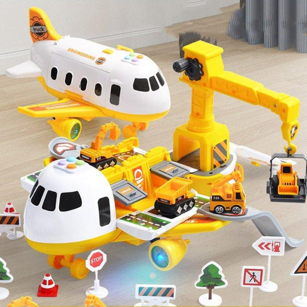 Airplane Police Fireman Construction Car Vehicle Play Set Storage