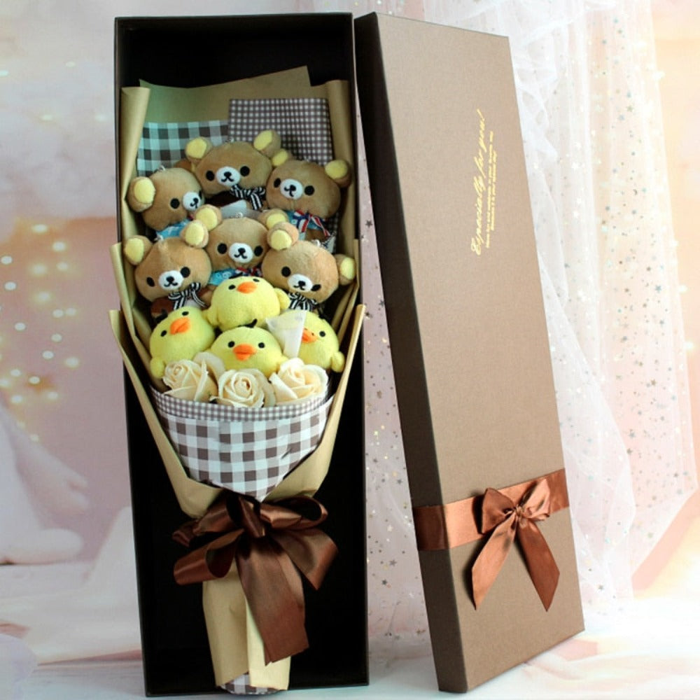 Rose Cute Teddy Bear Plush Bouquet Enchanted Flower (8 Designs) Optional Gift Box